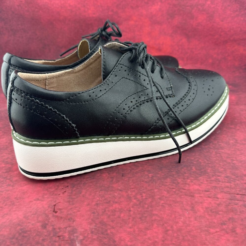 DADAWEN WOMEN'S PLATFORM WINGTIP OXFORDS LACE-UP SQUARE TOE SHOE SIZE 9.5-10 /41 - Picture 6 of 9